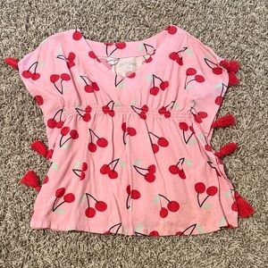 Cat & Jack Pink Cherry Patterned Blouse. Coverups for swimsuits. For baby girls.